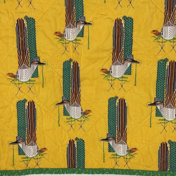 Roadrunner Lizard Cactus Fabric Quilt Square Charley Harper Organic Cotton 21x18 - Picture 8 of 9